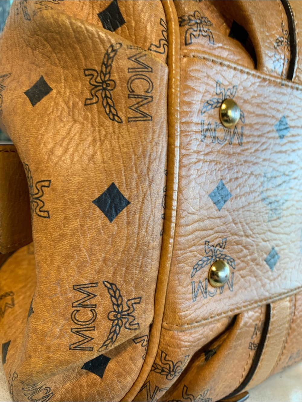 MCM Cognac handbag with lock and key - Picture 5 of 14